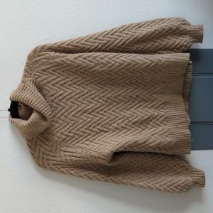 Herringbone Wool Turtleneck Sweater